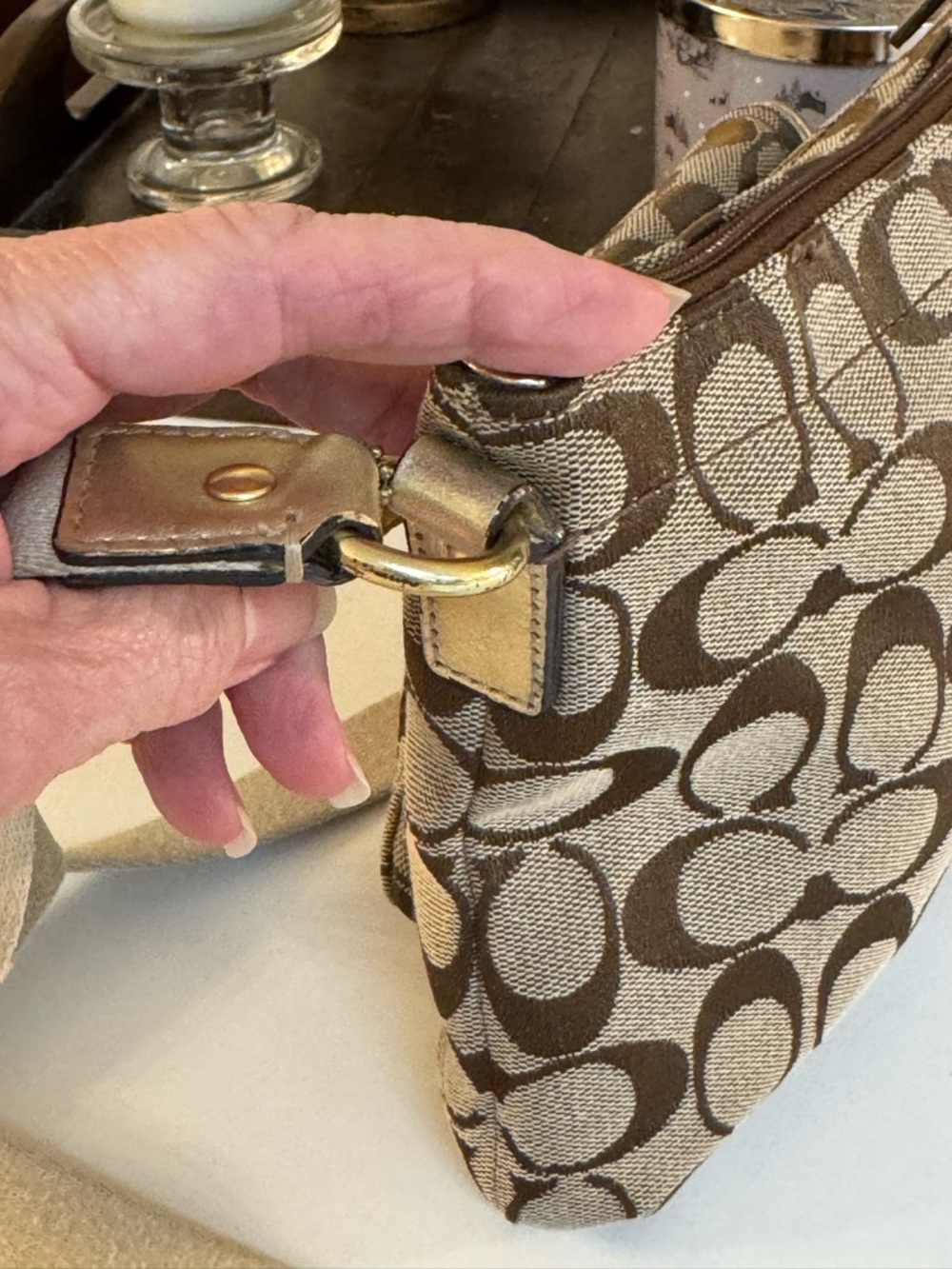 🤎 COACH PENELOPE SIGNATURE TAN AND BROWN CROSSBODY BAG. - Picture 16 of 16